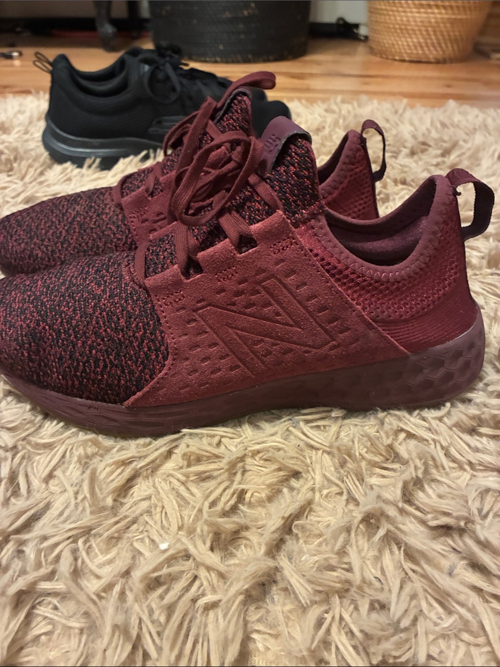 New Balance Burgundy Knit Slip-On Sneakers